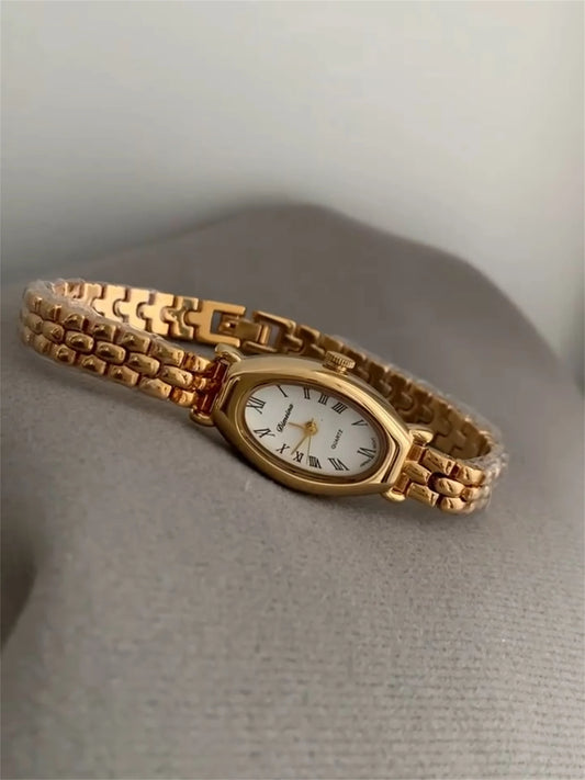 Chic Gold-Tone Watch, Oval Face Watch For Women, gift for her, Vintage Style watches, Elegant Watches, Fashion dress watch, Minimalist Watch